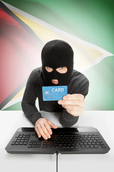 Cybercrime concept with national flag on background - Guyana — Stok fotoğraf