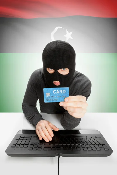 Cybercrime concept with national flag on background - Libya — Stock Photo, Image