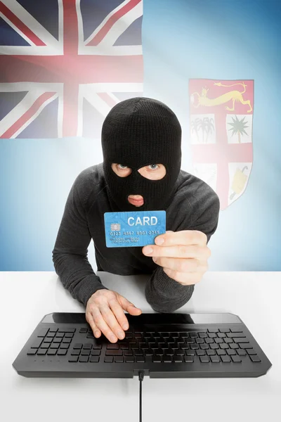 Cybercrime concept with national flag on background - Fiji —  Fotos de Stock