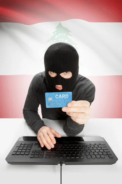 Cybercrime concept with national flag on background - Lebanon — 스톡 사진