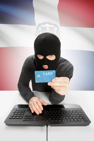 Cybercrime concept with national flag on background - Dominican Republic — Stok fotoğraf