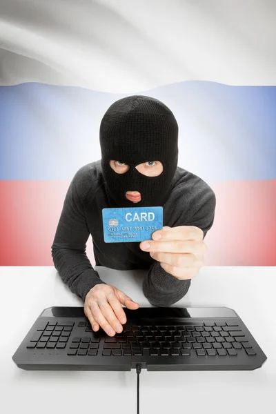 Cybercrime concept with national flag on background - Russia — Stok fotoğraf