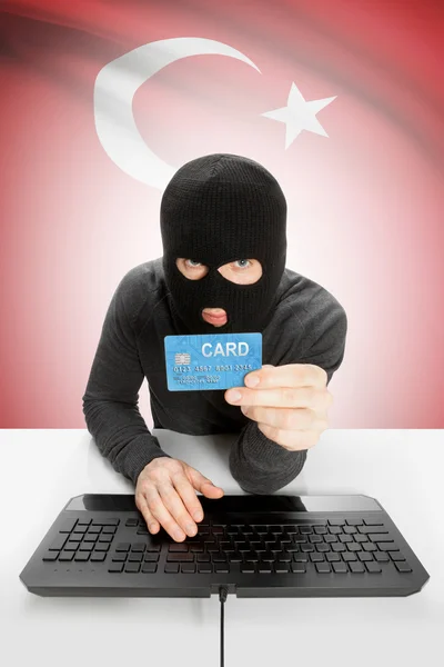 Cybercrime concept with national flag on background - Turkey — 스톡 사진