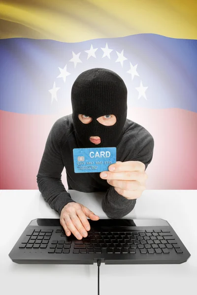 Cybercrime concept with national flag on background - Venezuela — Stock Photo, Image