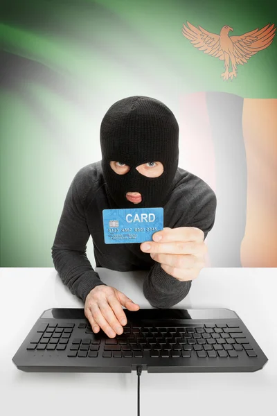 Cybercrime concept with national flag on background - Zambia —  Fotos de Stock