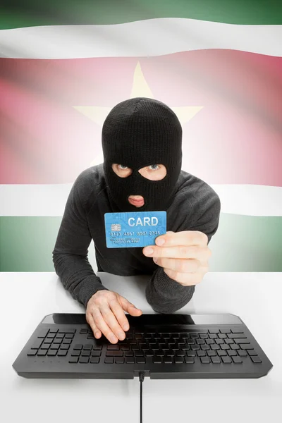 Cybercrime concept with national flag on background - Suriname — Foto de Stock