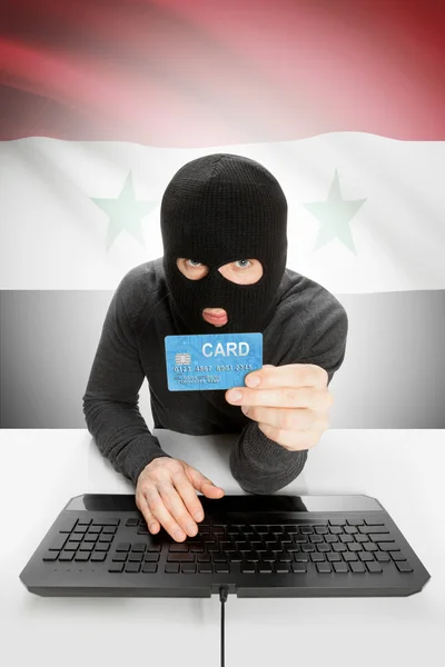 Cybercrime concept with national flag on background - Syria — Stock Photo, Image