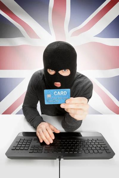 Cybercrime concept with national flag on background - United Kingdom —  Fotos de Stock