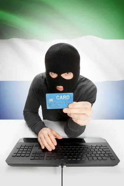 Cybercrime concept with national flag on background - Sierra Leone — Stock Photo, Image