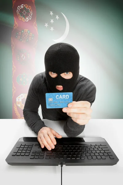 Cybercrime concept with national flag on background - Turkmenistan — Stock Photo, Image