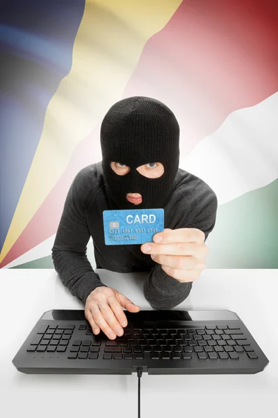 Cybercrime concept with national flag on background - Seychelles — Stock fotografie