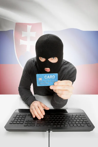 Cybercrime concept with national flag on background - Slovakia — 图库照片