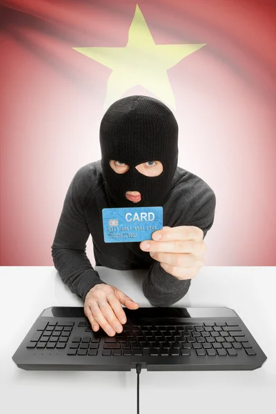 Cybercrime concept with national flag on background - Vietnam — Stock Photo, Image