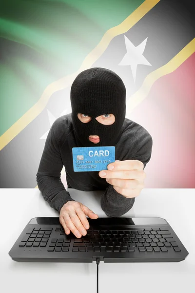 Cybercrime concept with national flag on background - Saint Kitts and Nevis —  Fotos de Stock