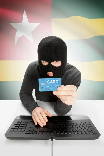 Cybercrime concept with national flag on background - Togo — Stok fotoğraf
