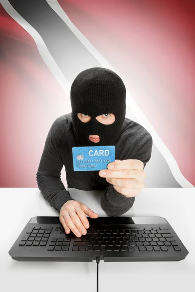 Cybercrime concept with national flag on background - Trinidad and Tobago — Stock Photo, Image