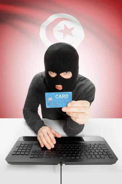 Cybercrime concept with national flag on background - Tunisia — Stock Photo, Image