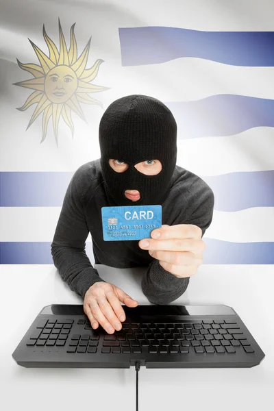 Cybercrime concept with national flag on background - Uruguay — Stock Photo, Image