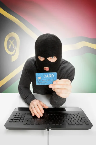 Cybercrime concept with national flag on background - Vanuatu — Stok fotoğraf