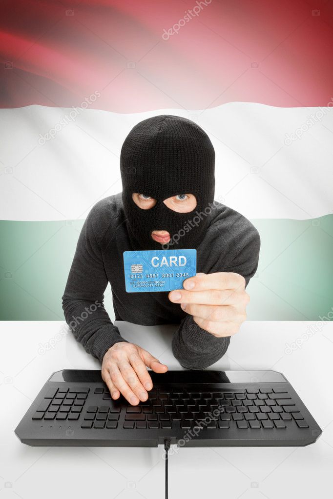Cybercrime concept with national flag on background - Hungary