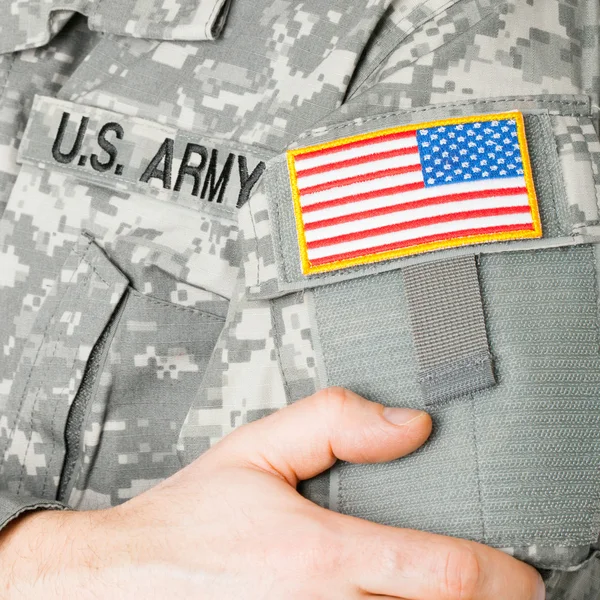 USA flag shoulder patch on military uniform — Stock Photo, Image