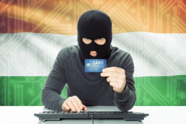 Concept of cybercrime with national flag on background - India