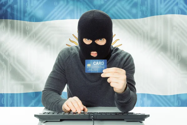 Concept of cybercrime with national flag on background - Argentina — Foto de Stock