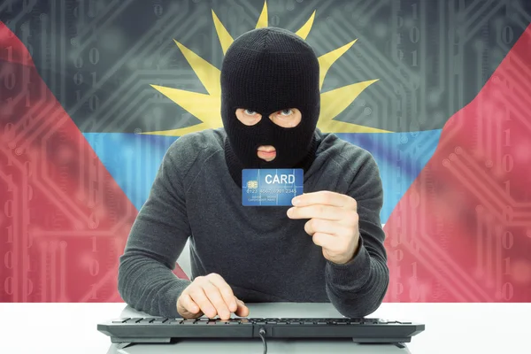 Concept of cybercrime with national flag on background - Antigua and Barbuda — Stock Photo, Image