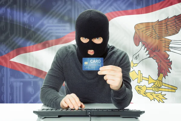 Concept of cybercrime with national flag on background - American Samoa — Foto de Stock