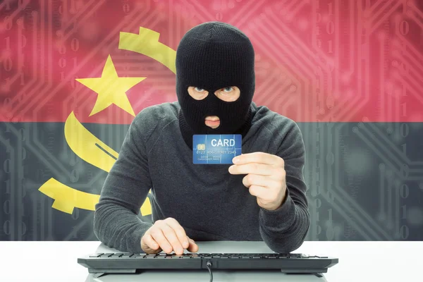 Pojęcie o cyberprzestępczości z flagi narodowej na tle - Angola — Zdjęcie stockowe