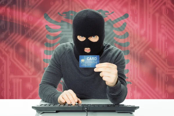 Concept of cybercrime with national flag on background - Albania — Stock Photo, Image