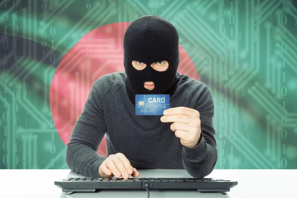 Concept of cybercrime with national flag on background - Bangladesh — Stock fotografie