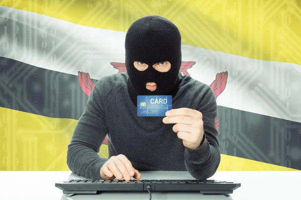 Concept of cybercrime with national flag on background - Brunei — Stock Photo, Image