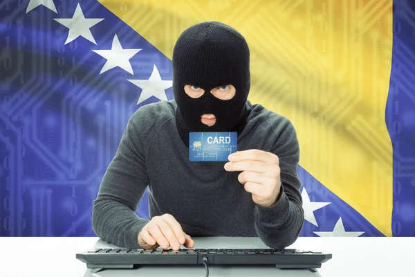 Concept of cybercrime with national flag on background - Bosnia and Herzegovina — Zdjęcie stockowe