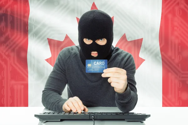 Concept of cybercrime with national flag on background - Canada - Stock-foto