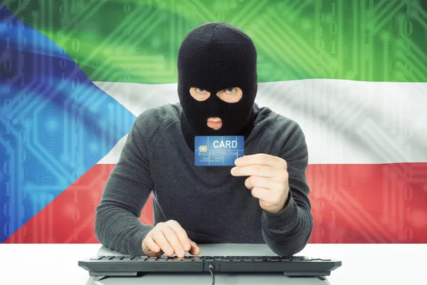Concept of cybercrime with national flag on background - Equatorial Guinea — Stock Photo, Image