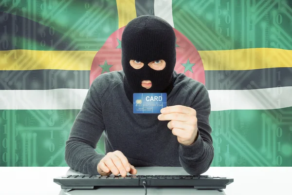 Concept of cybercrime with national flag on background - Dominica — Stock Photo, Image