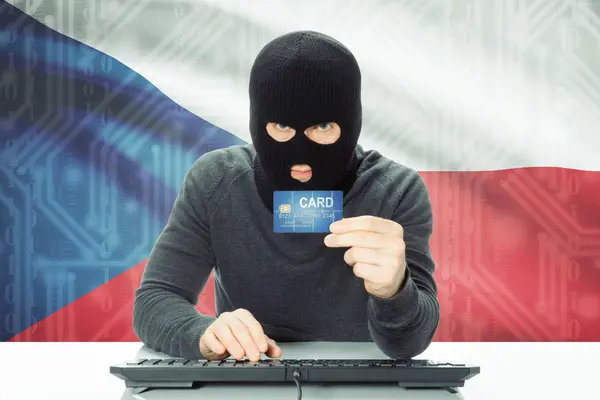 Concept of cybercrime with national flag on background - Czech — Stock Photo, Image