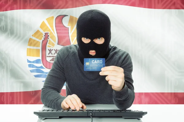 Concept of cybercrime with national flag on background - French Polynesia — Stock Photo, Image