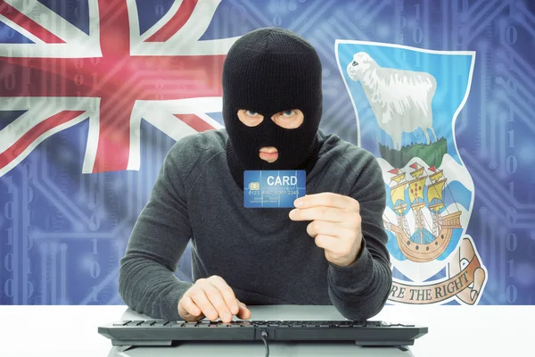 Concept of cybercrime with national flag on background - Falkland Islands —  Fotos de Stock