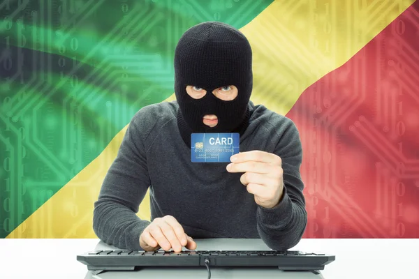 Concept of cybercrime with national flag on background - Congo-Brazzaville - Stock-foto