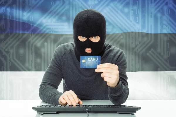 Concept of cybercrime with national flag on background - Estonia — Stock Photo, Image