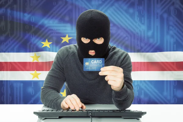 Concept of cybercrime with national flag on background - Cape Verde — Fotografia de Stock