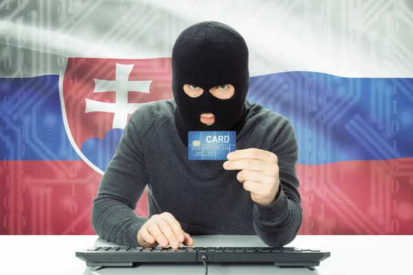 Concept of cybercrime with national flag on background - Slovakia — 图库照片