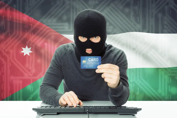 Concept of cybercrime with national flag on background - Jordan — Stock Photo, Image