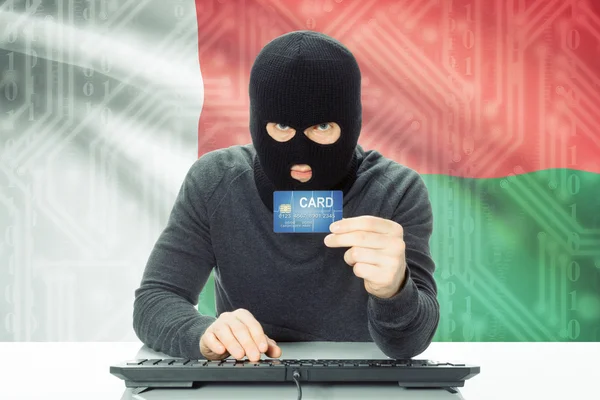 Concept of cybercrime with national flag on background - Madagascar — Foto de Stock