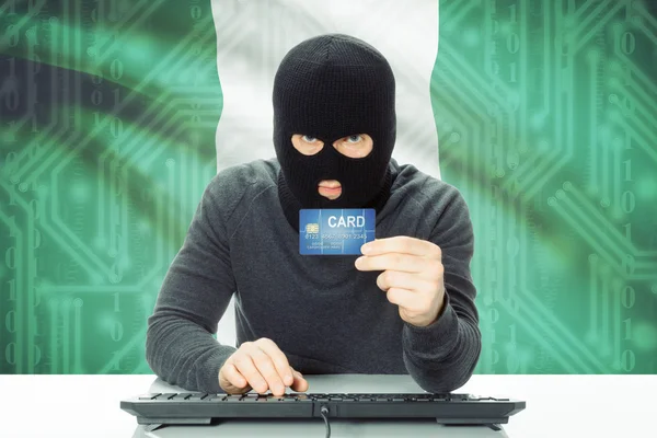 Concept of cybercrime with national flag on background - Nigeria — Stock Photo, Image