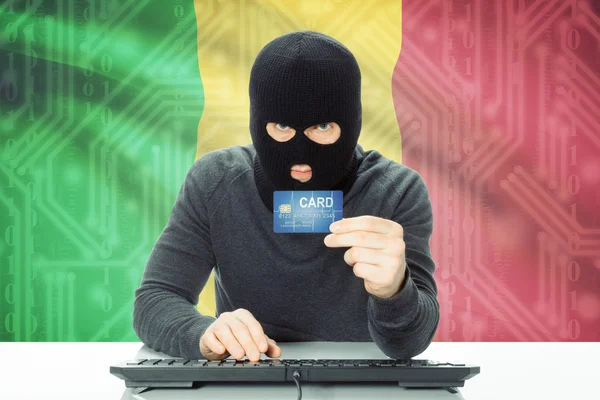 Concept of cybercrime with national flag on background - Mali — Stock Photo, Image