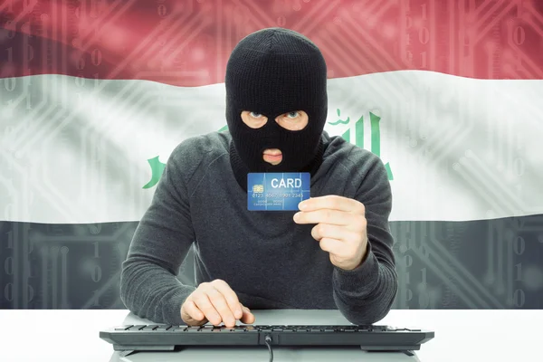 Concept of cybercrime with national flag on background - Iraq — Stock Photo, Image