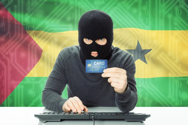 Concept of cybercrime with national flag on background - Sao Tome and Principe — Zdjęcie stockowe